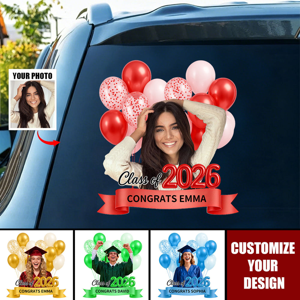 Custom Photo Class Of 2026 Graduation Car Window Decal Sticker