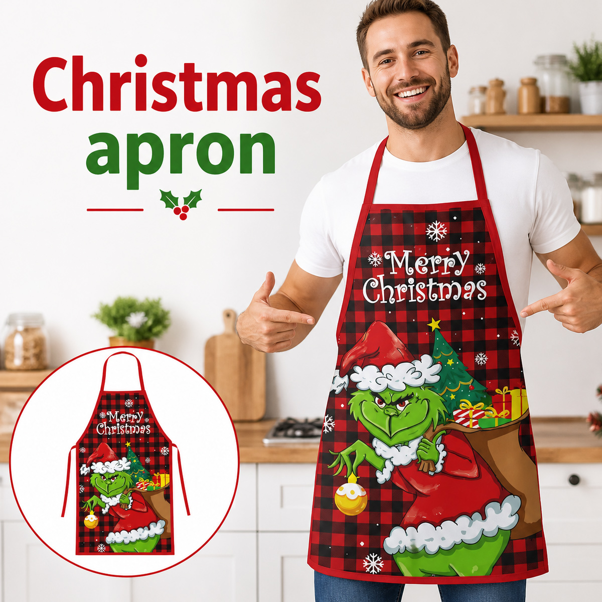 Christmas Party Apron with Fun Holiday Prints – Festive Cooking and Baking Outfit for Family Fun and Seasonal Celebrations