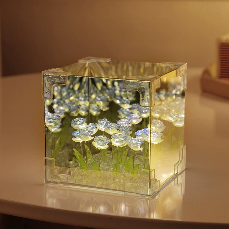 Custom Photo Rose Flower Infinity Mirror Box Infinity Mirror Flower with Your Picture and Text DIY Kit