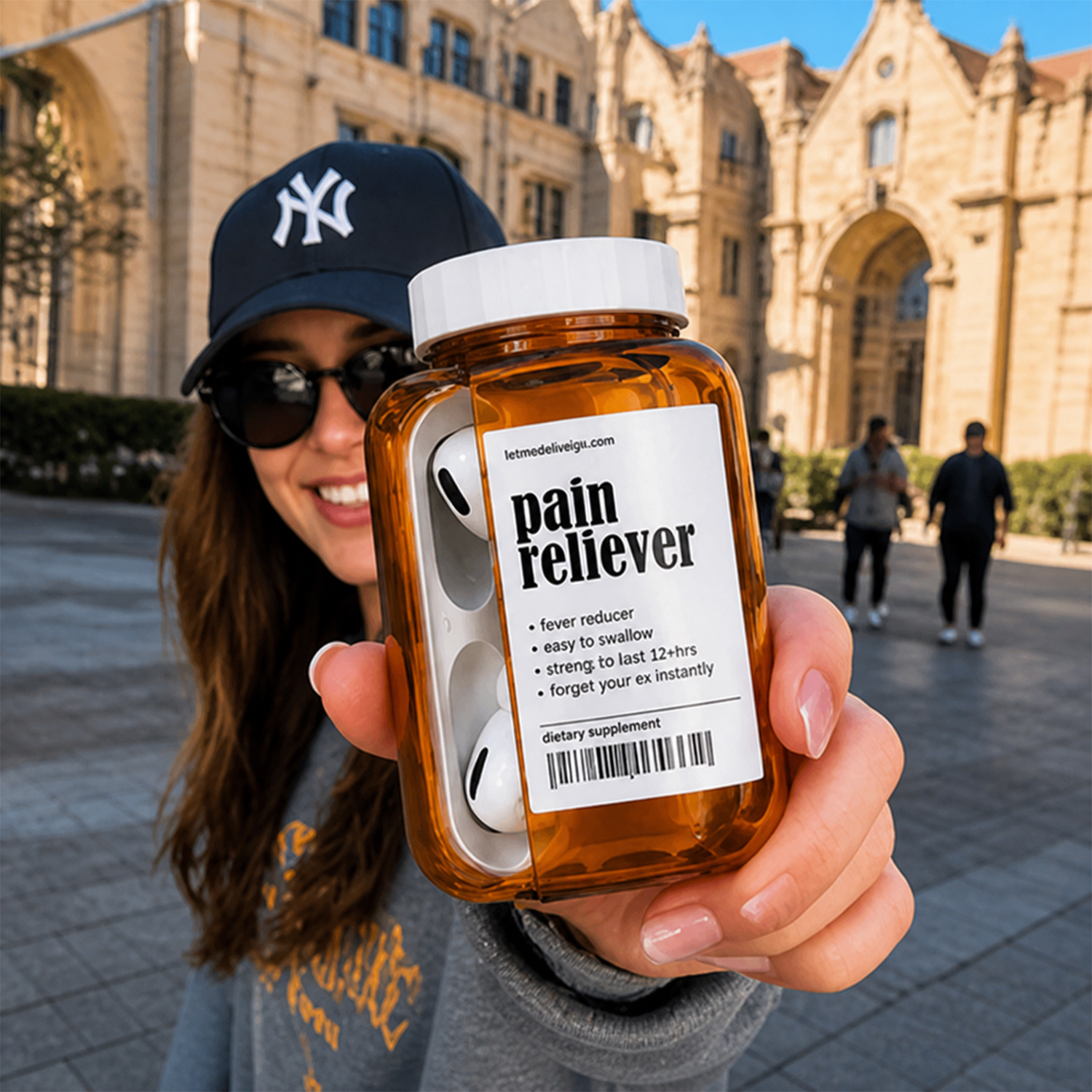 Funny Medicine Bottle Earbuds Case – Novelty Pill Bottle Style Protective Case for Wireless Earbuds