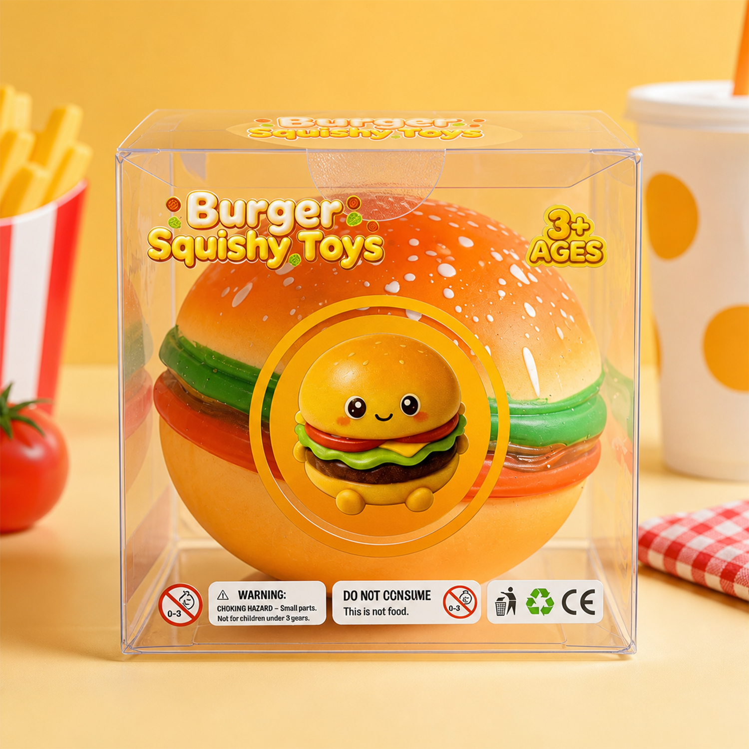 Burger Squishy Toy for Kids and Adults – Soft Slow-Rise Stress Relief Gift for Christmas, Birthday, or Party Favors