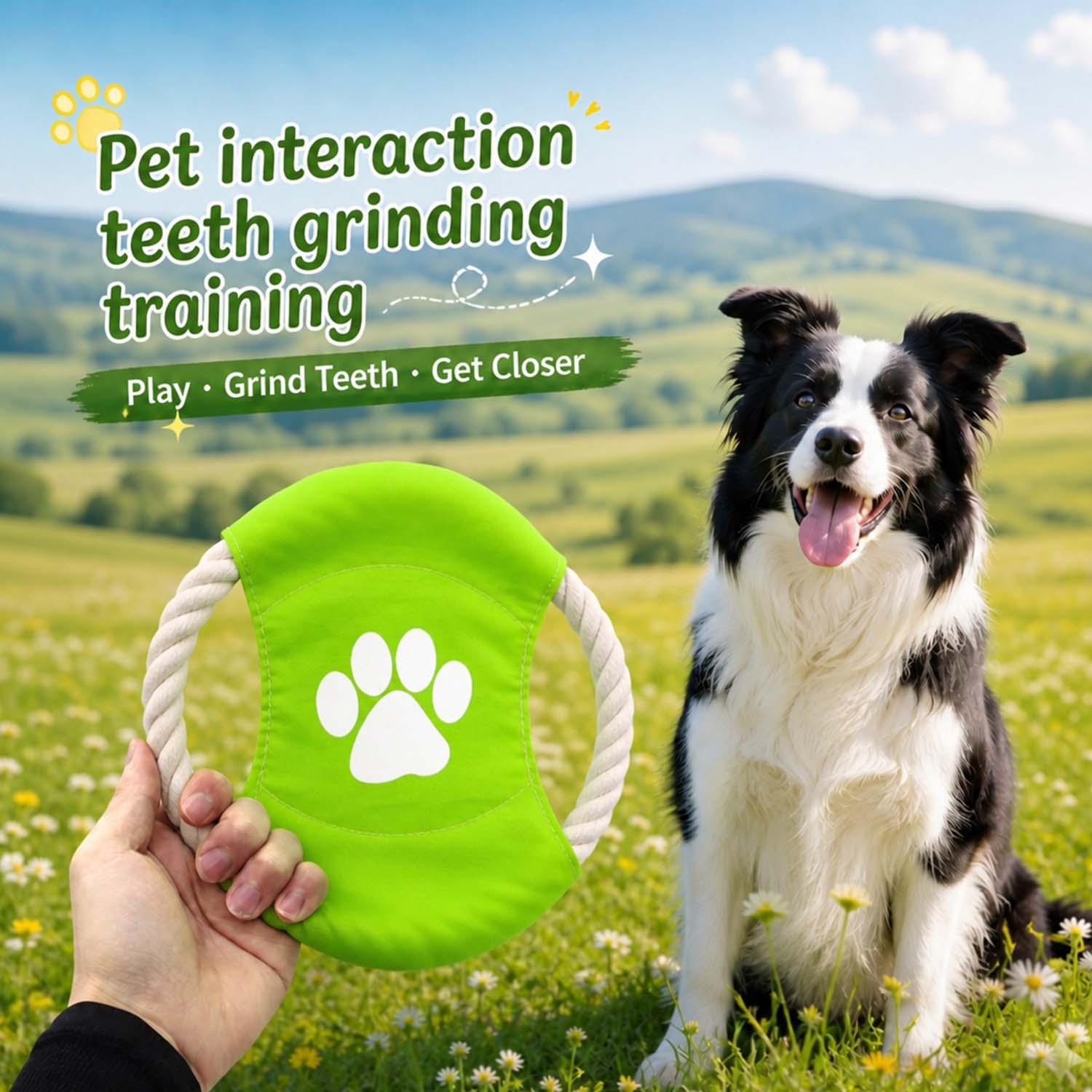 Dog Flying Disc Toy with Rope Handles – Durable Fetch Toy for Outdoor Play