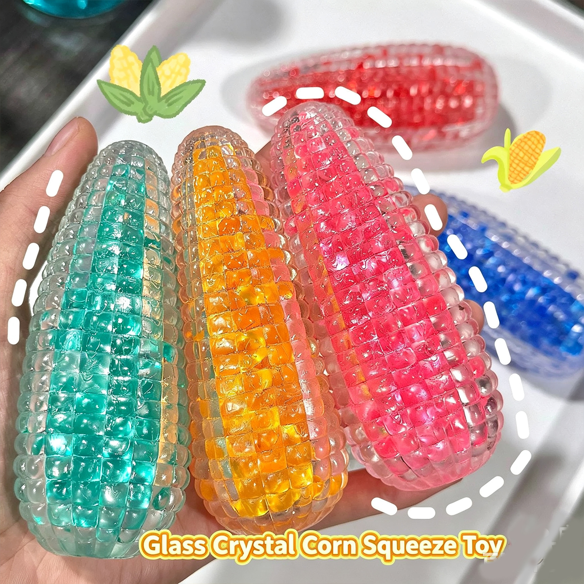 Crystal Corn Squishy Toy, Transparent Corn-Shaped Stress Relief Fidget