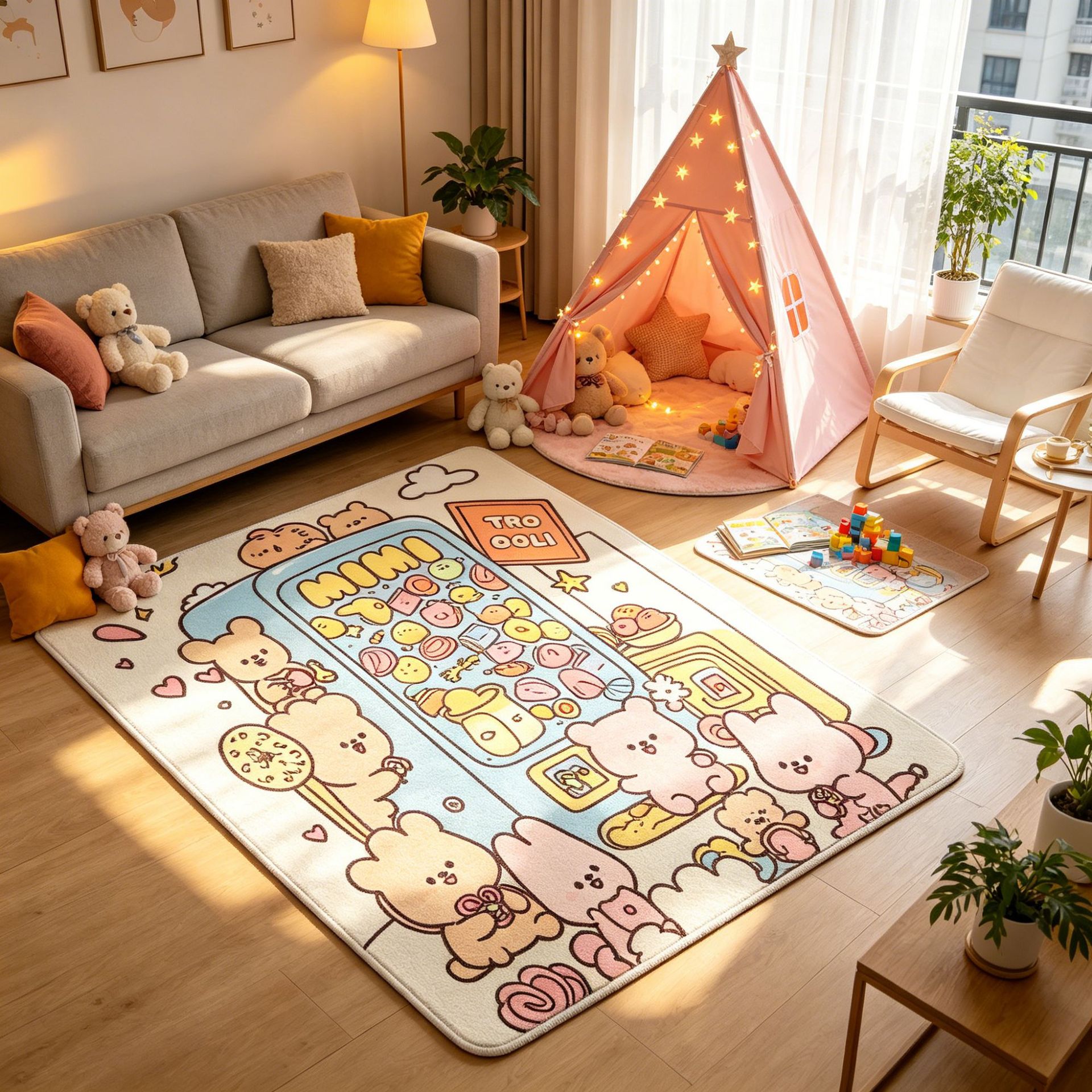 DIY Coloring Rug for Kids & Adults – Washable Velvet Floor Mat with Colorable Line Art, Personalized Interactive Play Rug, Creative Birthday Gift