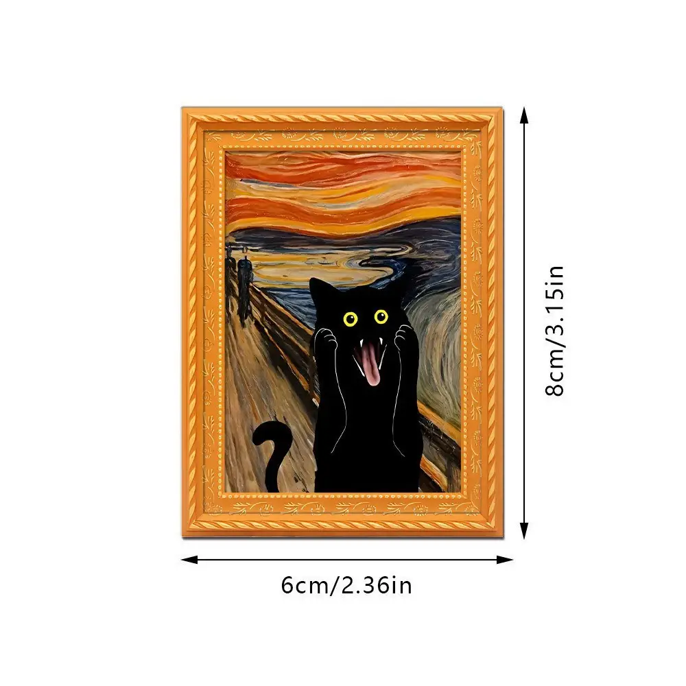 Mini Framed Cat Art Fridge Magnet – Vintage Cat Painting Refrigerator Magnets Collection