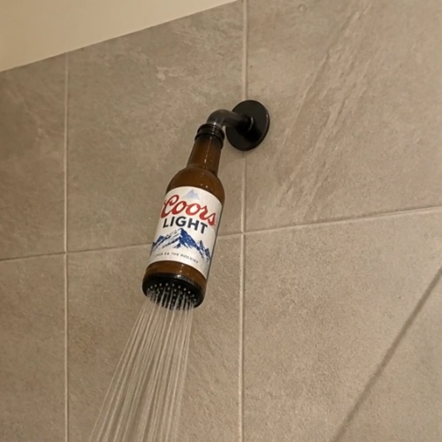 Novelty Beer Bottle Shower Head – Unique Bottle Design High-Pressure Showerhead, Fun Bathroom Decor & Novelty Gift for Beer Lovers
