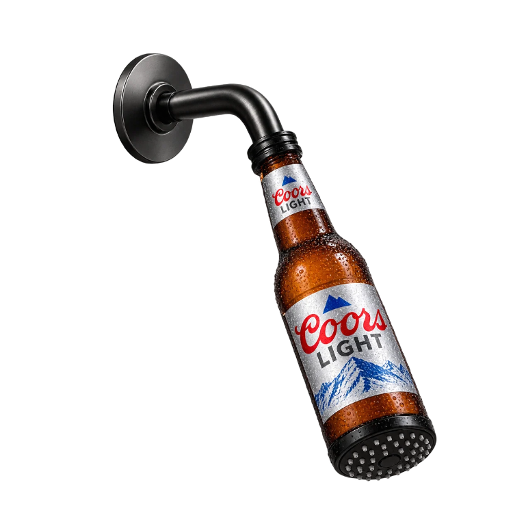 Novelty Beer Bottle Shower Head – Unique Bottle Design High-Pressure Showerhead, Fun Bathroom Decor & Novelty Gift for Beer Lovers