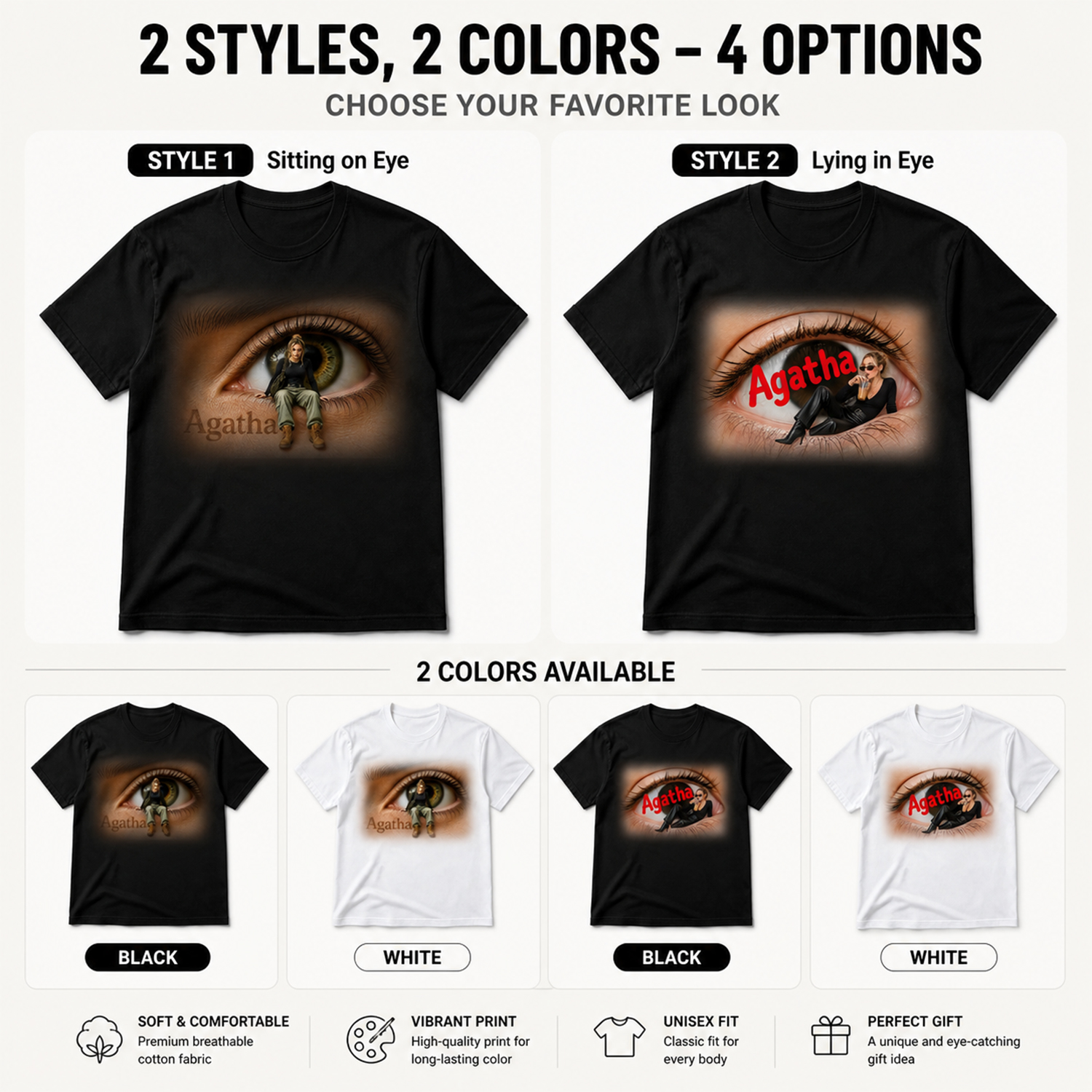 Eye-Themed Graphic T-Shirt for Women & Men – Unique Gift for Birthday, Christmas, or Anniversary