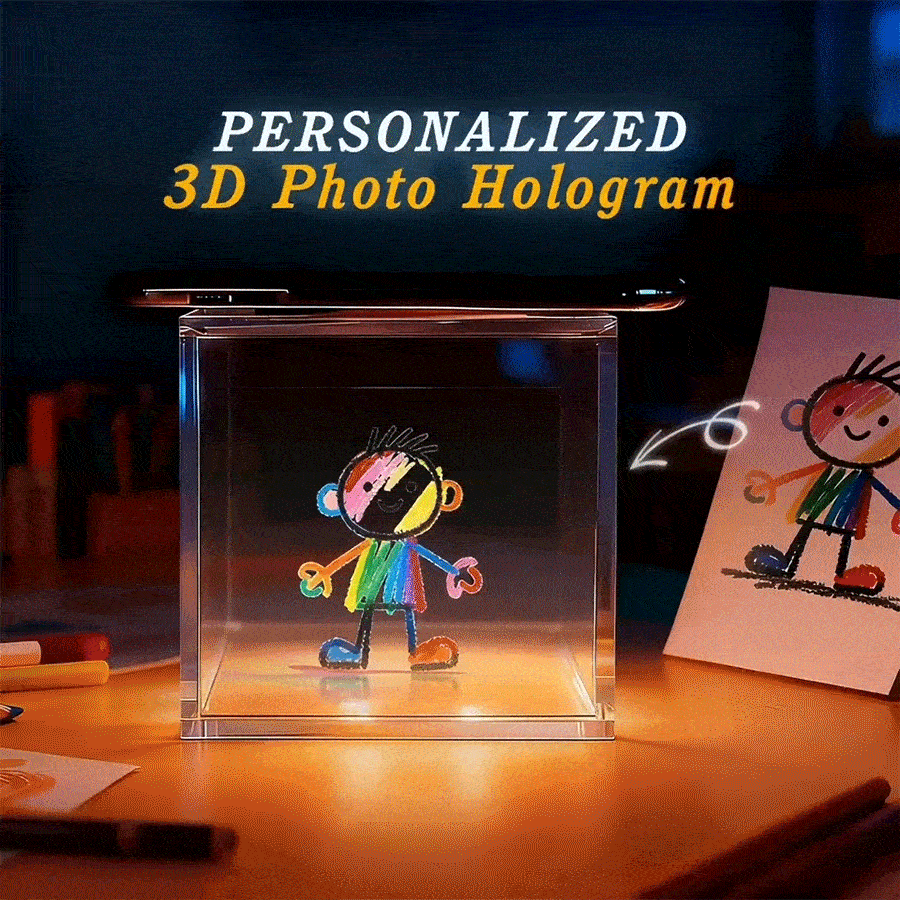 Hologram-Style 3D Display Crystal-Clear Floating  Effect Cartoon Character