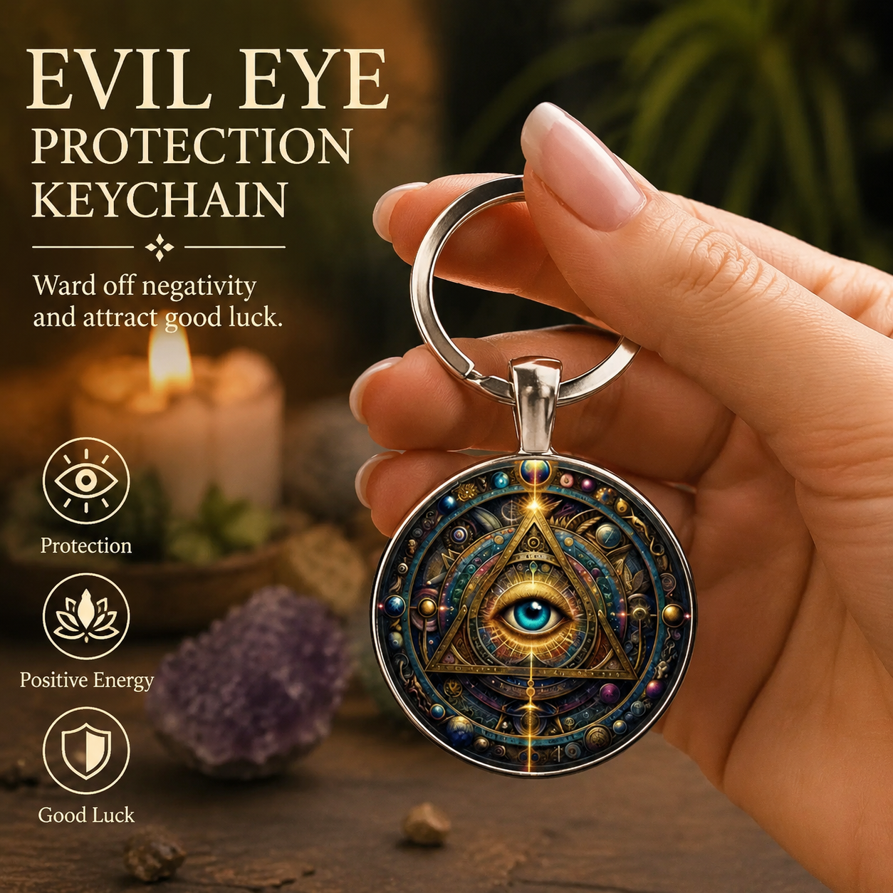 Mystical Eye Crystal Keychain – Colorful Fantasy-Inspired Keychain Charm, Unique Gift for Halloween, Christmas & Birthday
