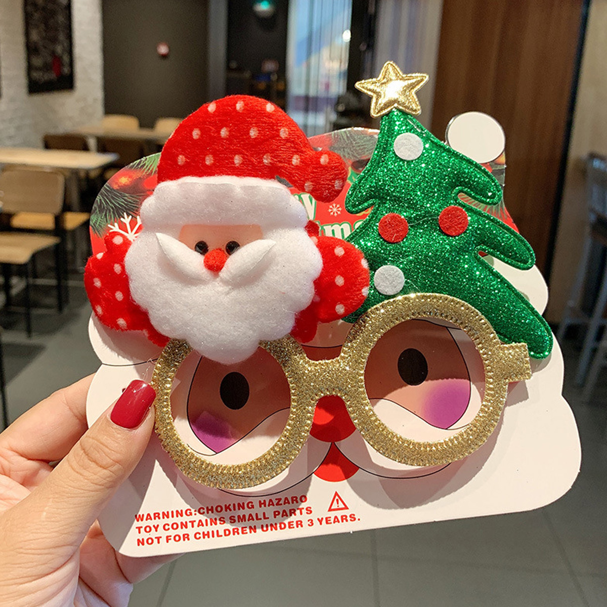 Festive Christmas Party Glasses with Santa, Reindeer & Tree Themes - Fun Holiday Photo Props for Adults and Kids
