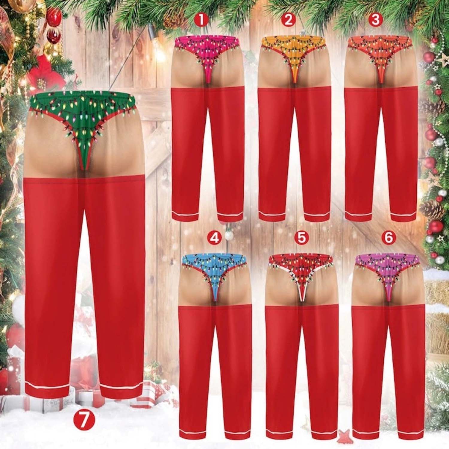 Funny 3D Printed Novelty Boxer Shorts, Plaid Drawstring Lounge Pants for Christmas Parties