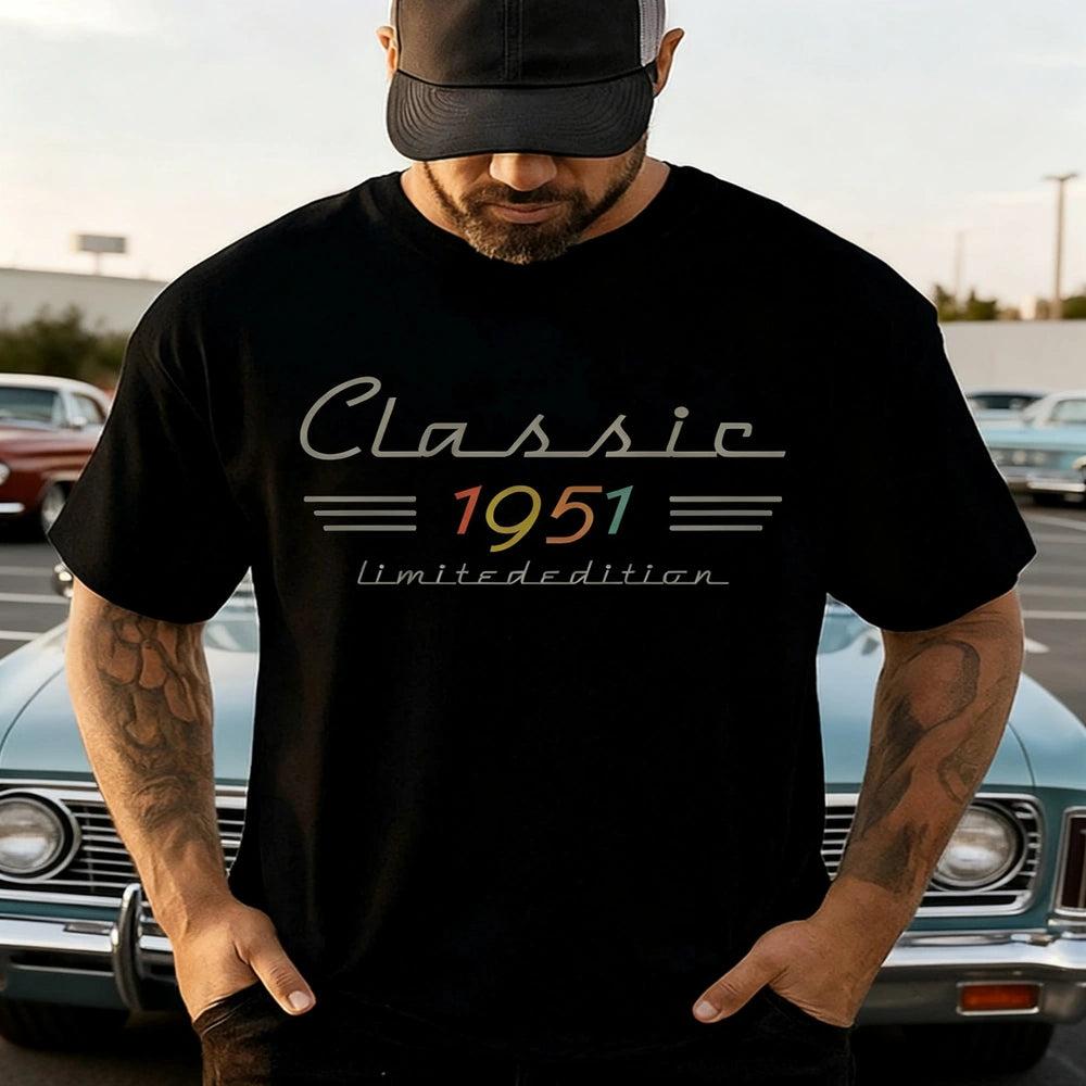 Personalized Classic Tee with Retro Birth Year Graphic, Custom Year Unique Birthday Gift for Dad
