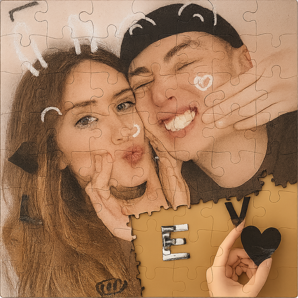 Personalized Photo Jigsaw Puzzle with LOVE-Shaped Piece | Romantic Custom Puzzle Gift