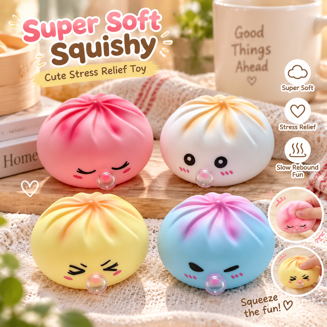 Cute Bubble-Blowing Dumpling Squishy Toy – Fun Stress Relief Gift for Kids & Adults, Perfect for Christmas, Birthday