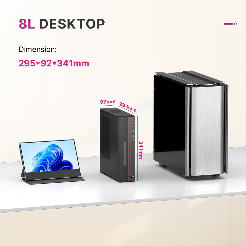 VX40 Tower Desktop Computer, Intel Core i5-12450H, 8GB DDR4 1TB NVMe SSD, 8L Compact Case, 4K Dual Display, WiFi 6