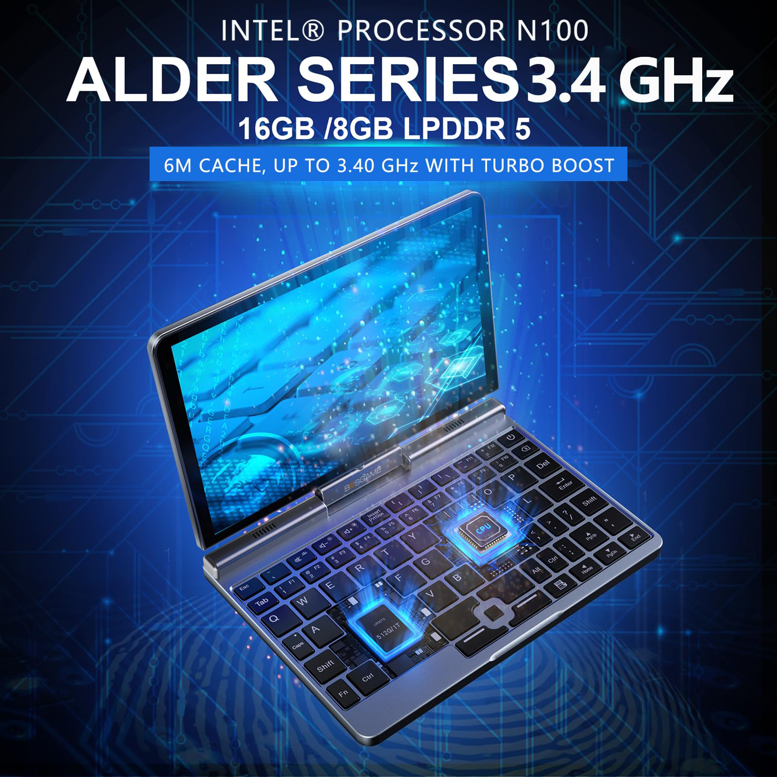 BOSGAME Portable 2-in-1 handheld Computer E4