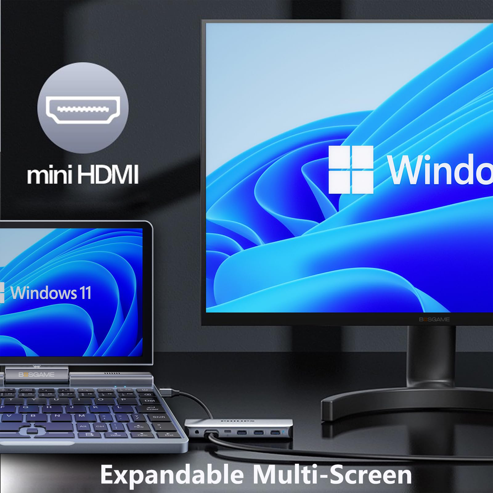 BOSGAME Portable 2-in-1 handheld Computer E4