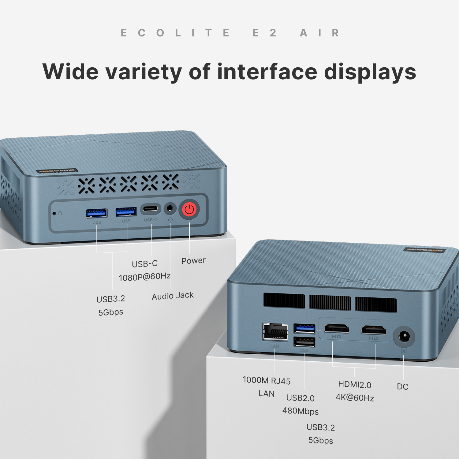 BOSGAME E2 Air Mini PC, AMD Ryzen 5 3501U up to 3.7GHz, 8GB RAM 256GB SSD