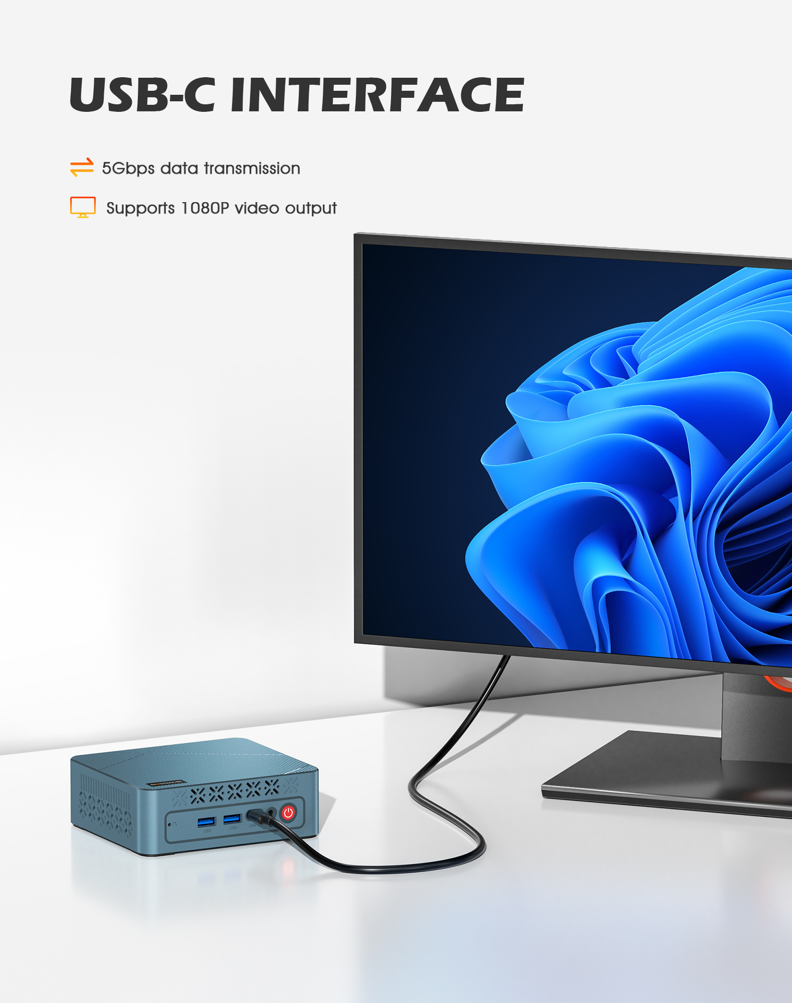 BOSGAME E2 Plus Home Mini PC ,AMD Ryzen 5 3501U,8GB DDR4 up to 32GB,256GB SSD,Triple‑Display 4K@60Hz ,Win11 Pro