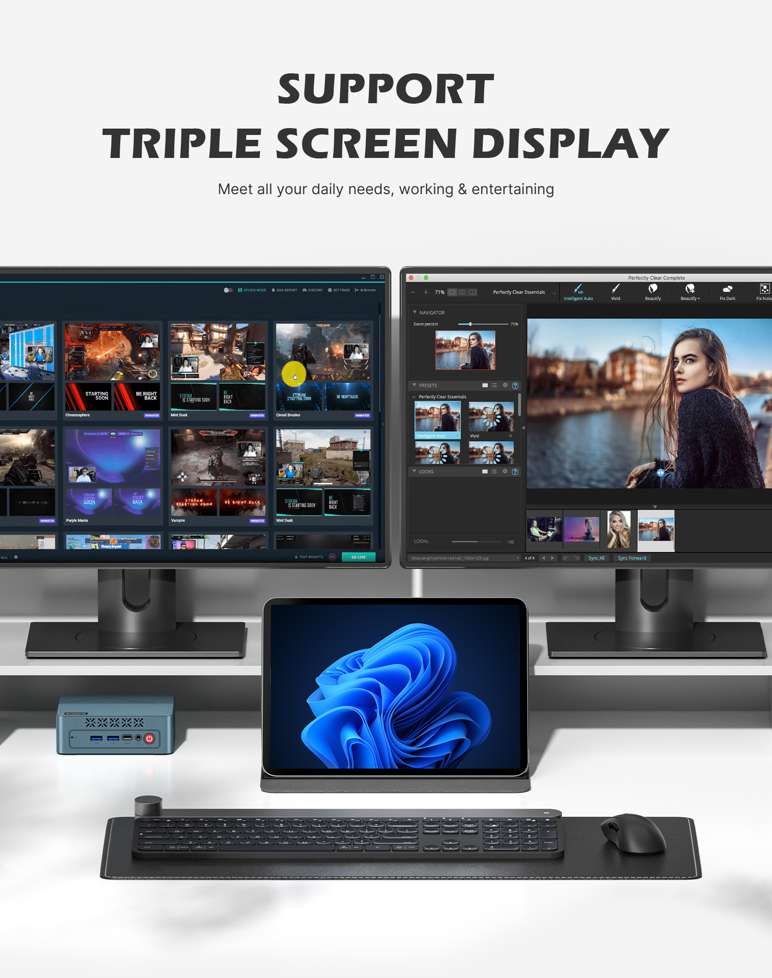 BOSGAME E2 Plus Home Mini PC ,AMD Ryzen 5 3501U,8GB DDR4 up to 32GB,256GB SSD,Triple‑Display 4K@60Hz ,Win11 Pro