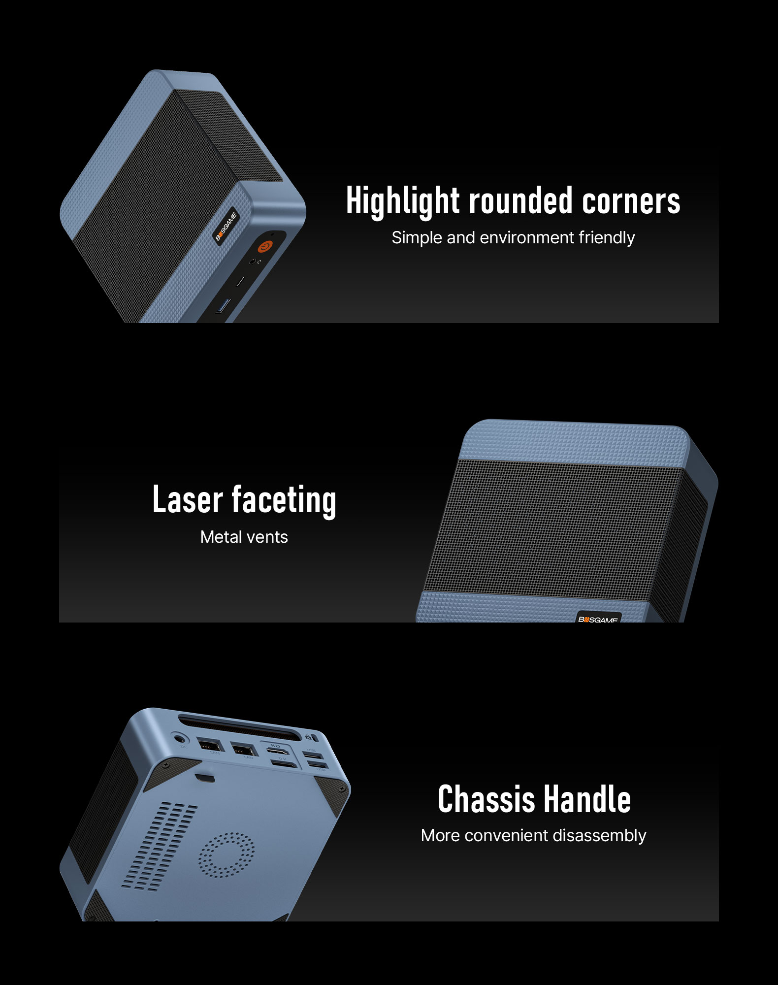 BOSGAME E5 Mini PC, Ryzen 3 5300U Processor 4-core 8-Thread Dual LAN Mini Desktop Computers, 16GB DDR4 1TB PCIe 3.0x4 SSD