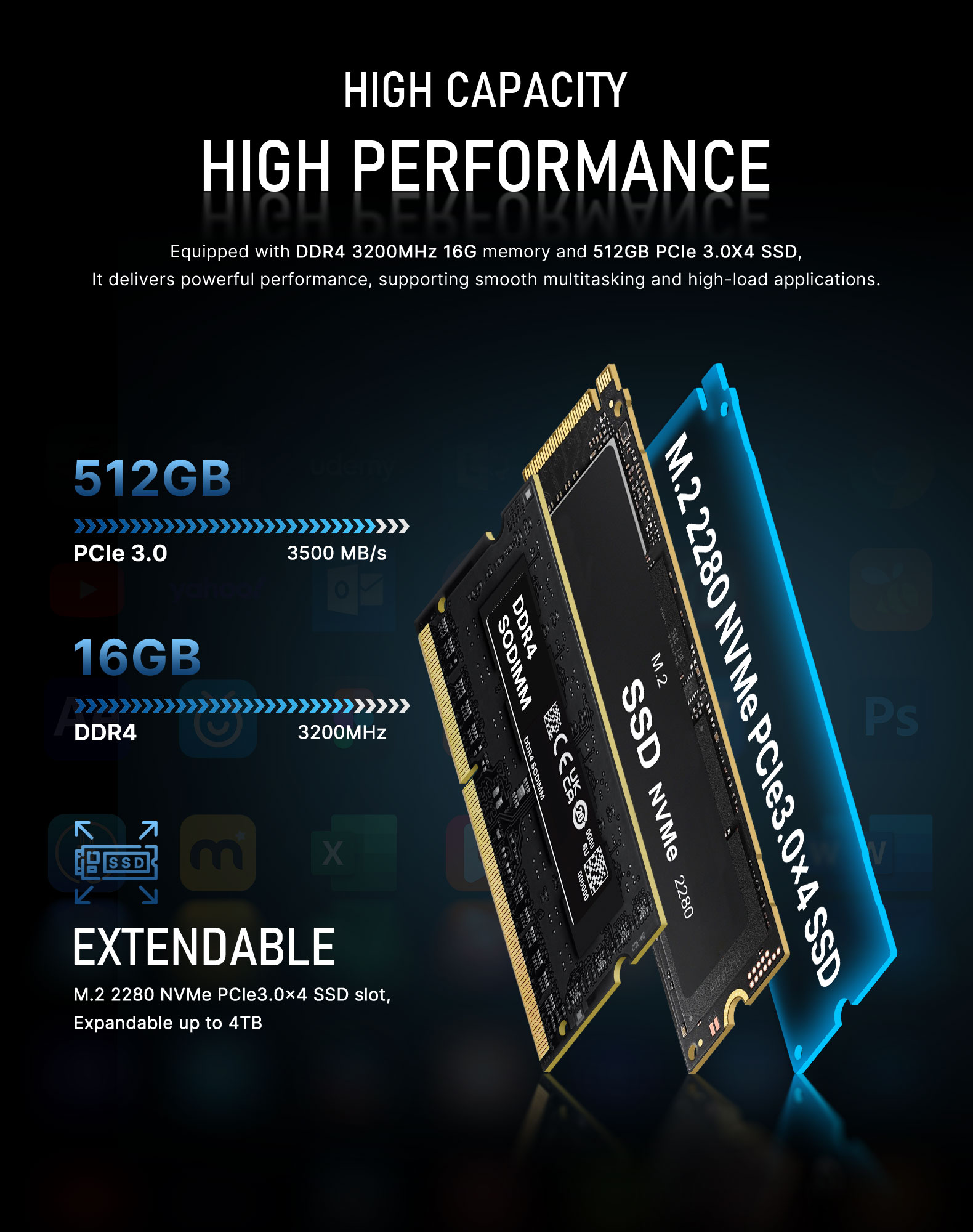 BOSGAME E5 Mini PC, Ryzen 3 5300U Processor 4-core 8-Thread Dual LAN Mini Desktop Computers, 16GB DDR4 1TB PCIe 3.0x4 SSD