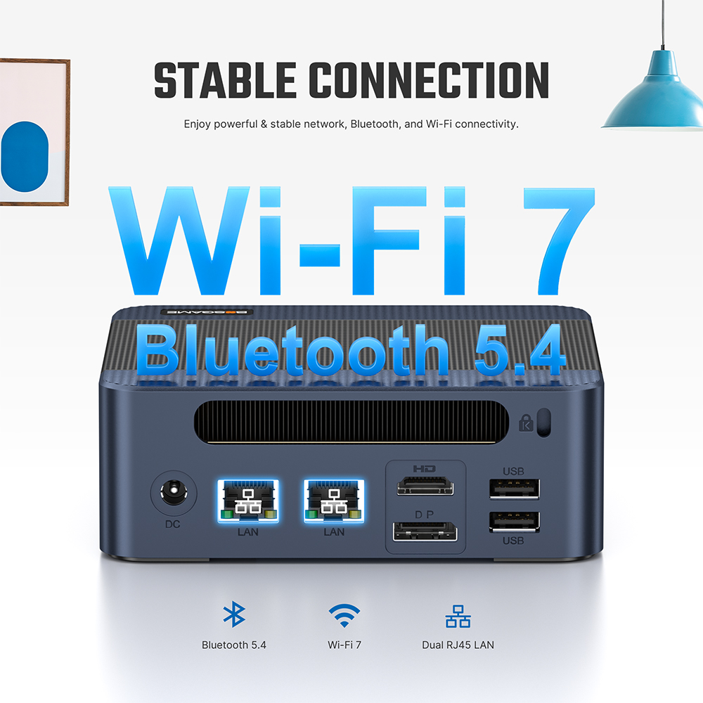 BOSGAME E6 ECO Mini PC Intel Core 3 304 | 12GB LPDDR5X 512GB SSD Triple‑Display Windows 11