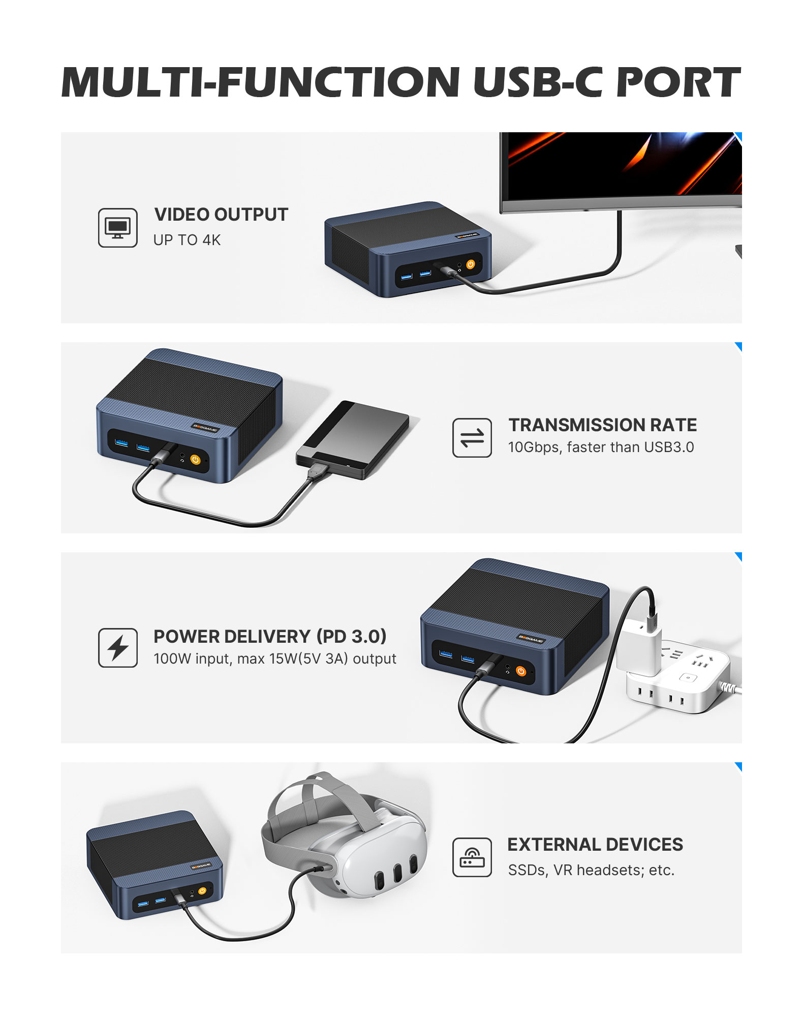 BOSGAME E7 Home Office Mini PC ,Intel 4C‑8T CPU up to 4.7GHz,16GB DDR4 512GB SSD