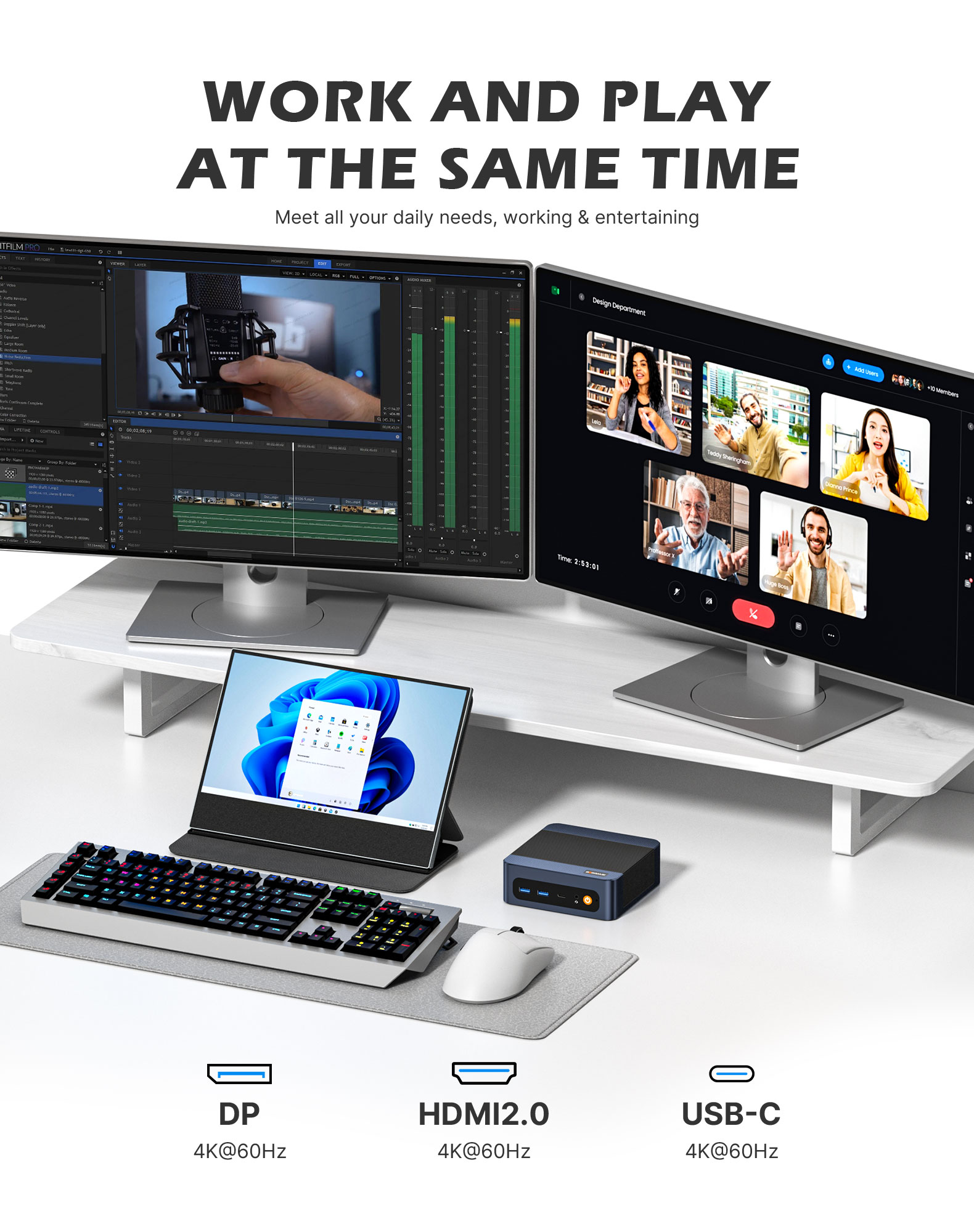 BOSGAME E7 Home Office Mini PC ,Intel 4C‑8T CPU up to 4.7GHz,16GB DDR4 512GB SSD