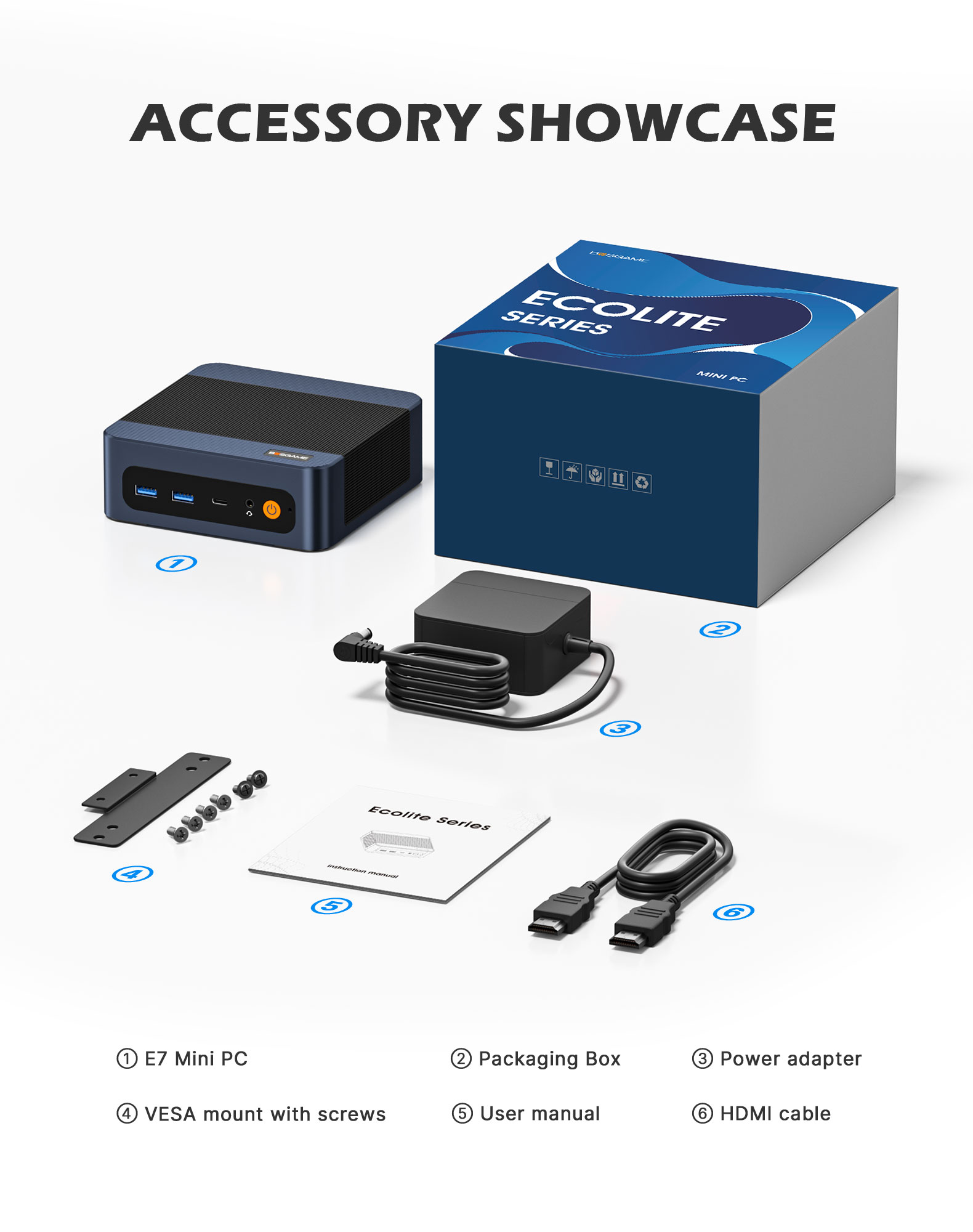 BOSGAME E7 Home Office Mini PC ,Intel 4C‑8T CPU up to 4.7GHz,16GB DDR4 512GB SSD