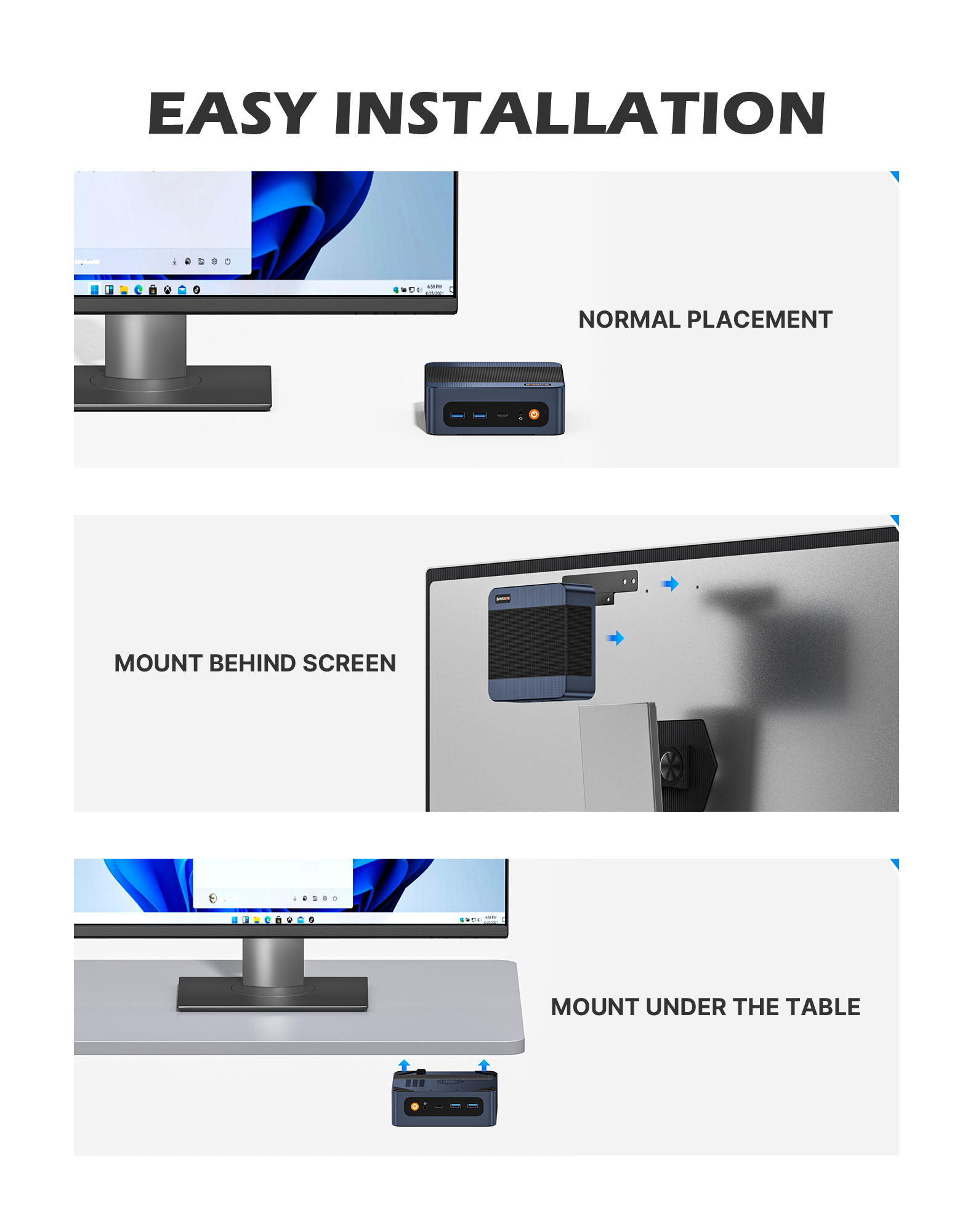 BOSGAME E7 Home Office Mini PC ,Intel 4C‑8T CPU up to 4.7GHz,16GB DDR4 512GB SSD