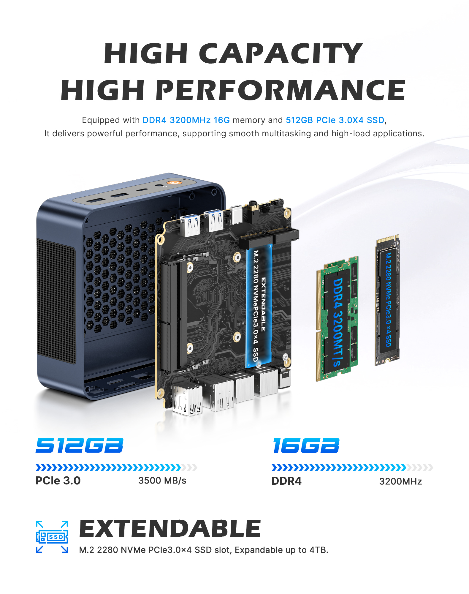 BOSGAME E7 Home Office Mini PC ,Intel 4C‑8T CPU up to 4.7GHz,16GB DDR4 512GB SSD