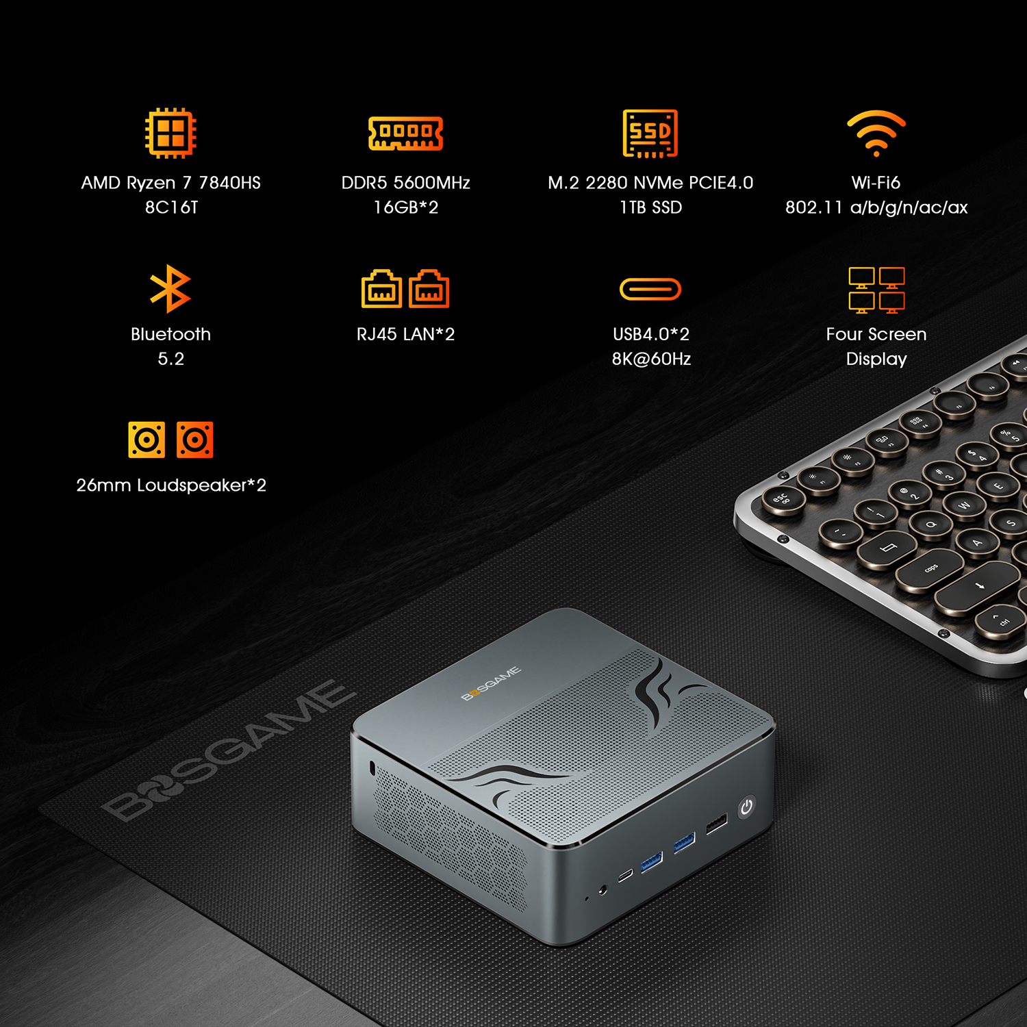 BOSGAME ミニPC Ryzen7 7840HS 32GB DDR5 1TB BOSGAME ミニPC Ryzen7 7840HS 32GB DDR5 1TB Gaming AMD Ryzen