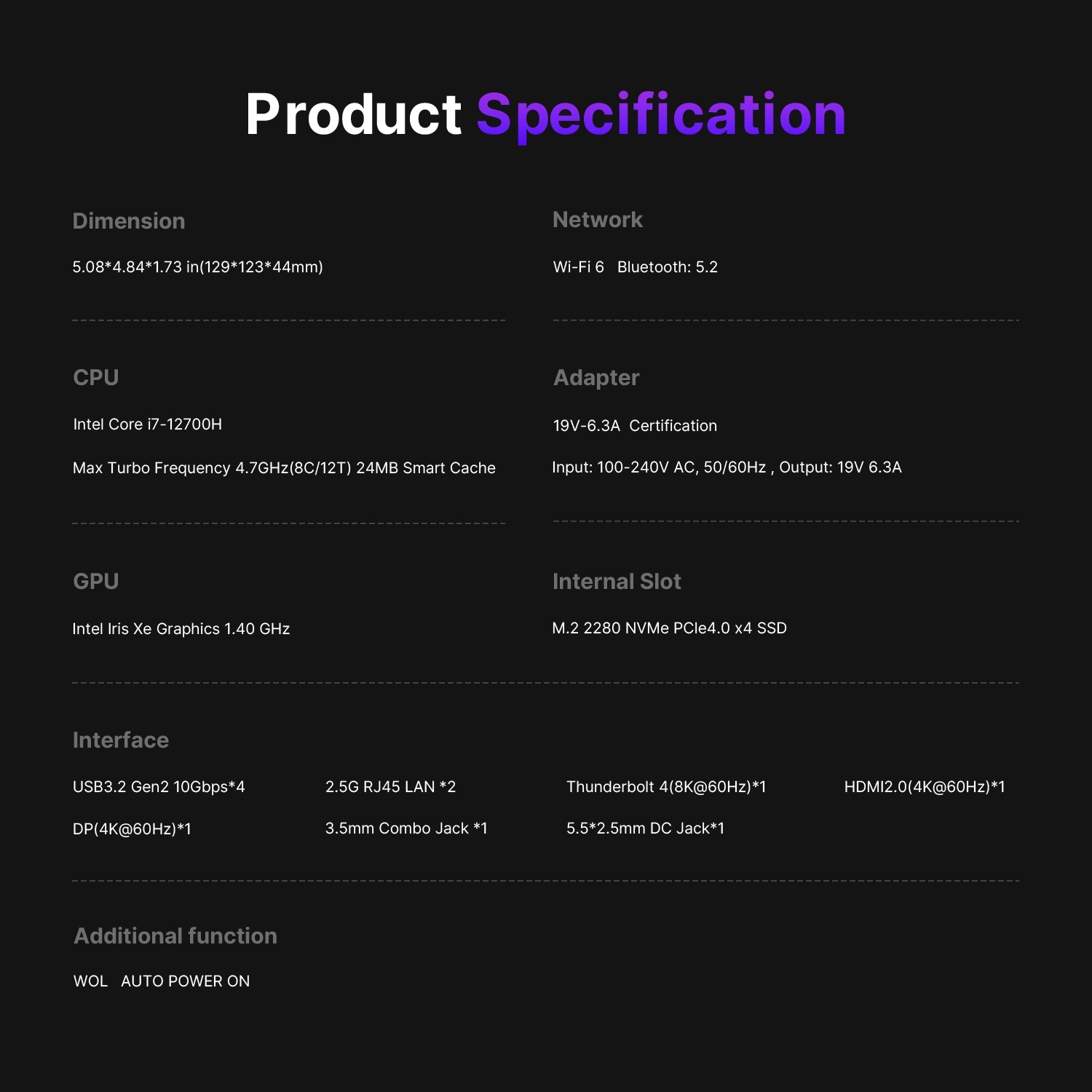 BOSGAME P2 Plus Mini PC - Intel i7-12700H