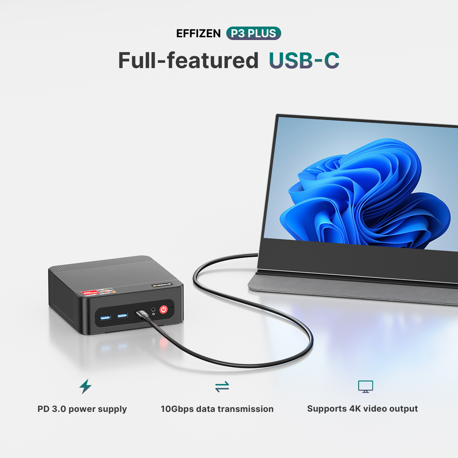 BOSGAME P3 Plus Mini PC, AMD Ryzen 7 7840HS, 16GB DDR5 RAM, 1TB PCIe 4.0 NVMe SSD Compact Desktop Computer