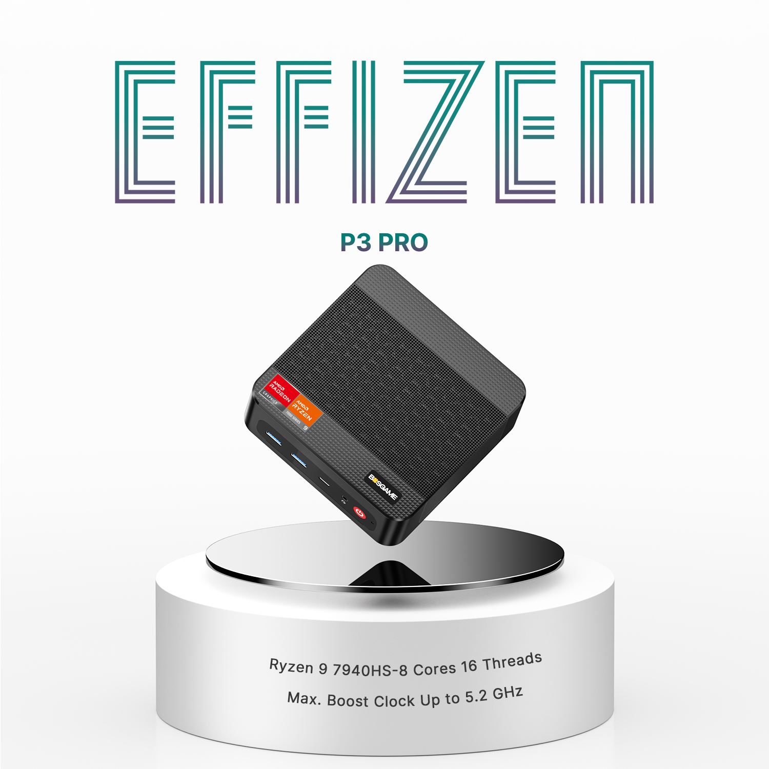 BOSGAME P3Pro Gaming Mini PC Ryzen 9 7940HS (8C/16T,Max 5.2GHz), 16GB DDR5 1TB NVMe SSD 