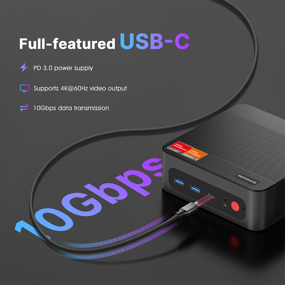 BOSGAME P4 Ultra Mini PC, AMD Ryzen 7 7730U 16GB DDR4, 1TB PCIe SSD