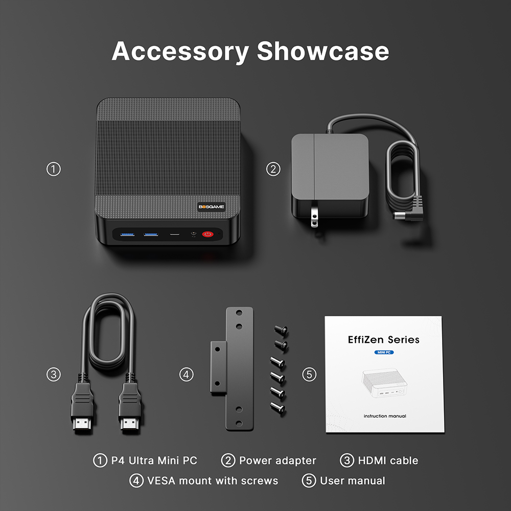 BOSGAME P4 Ultra Mini PC, AMD Ryzen 7 7730U 16GB DDR4, 1TB PCIe SSD
