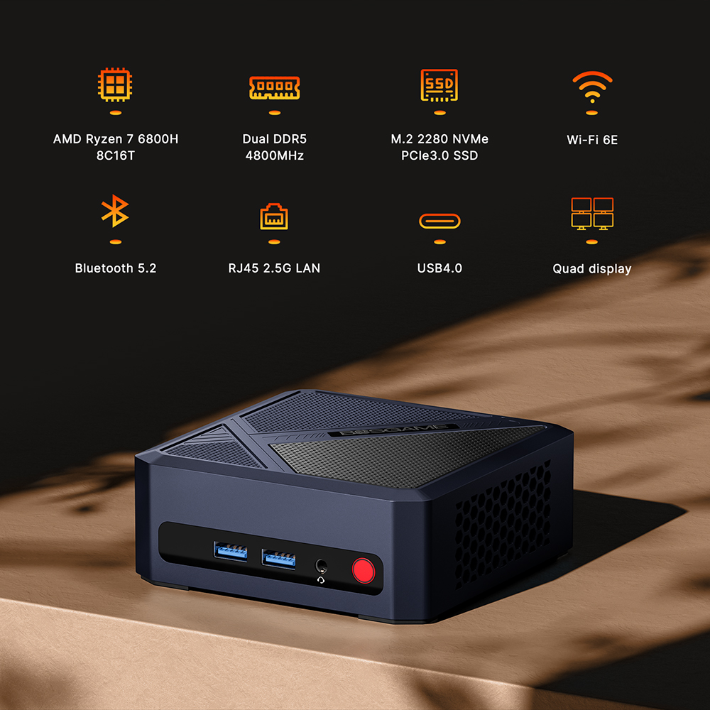 BOSGAME P5 Pro Mini PC - AMD Ryzen 7 6800H