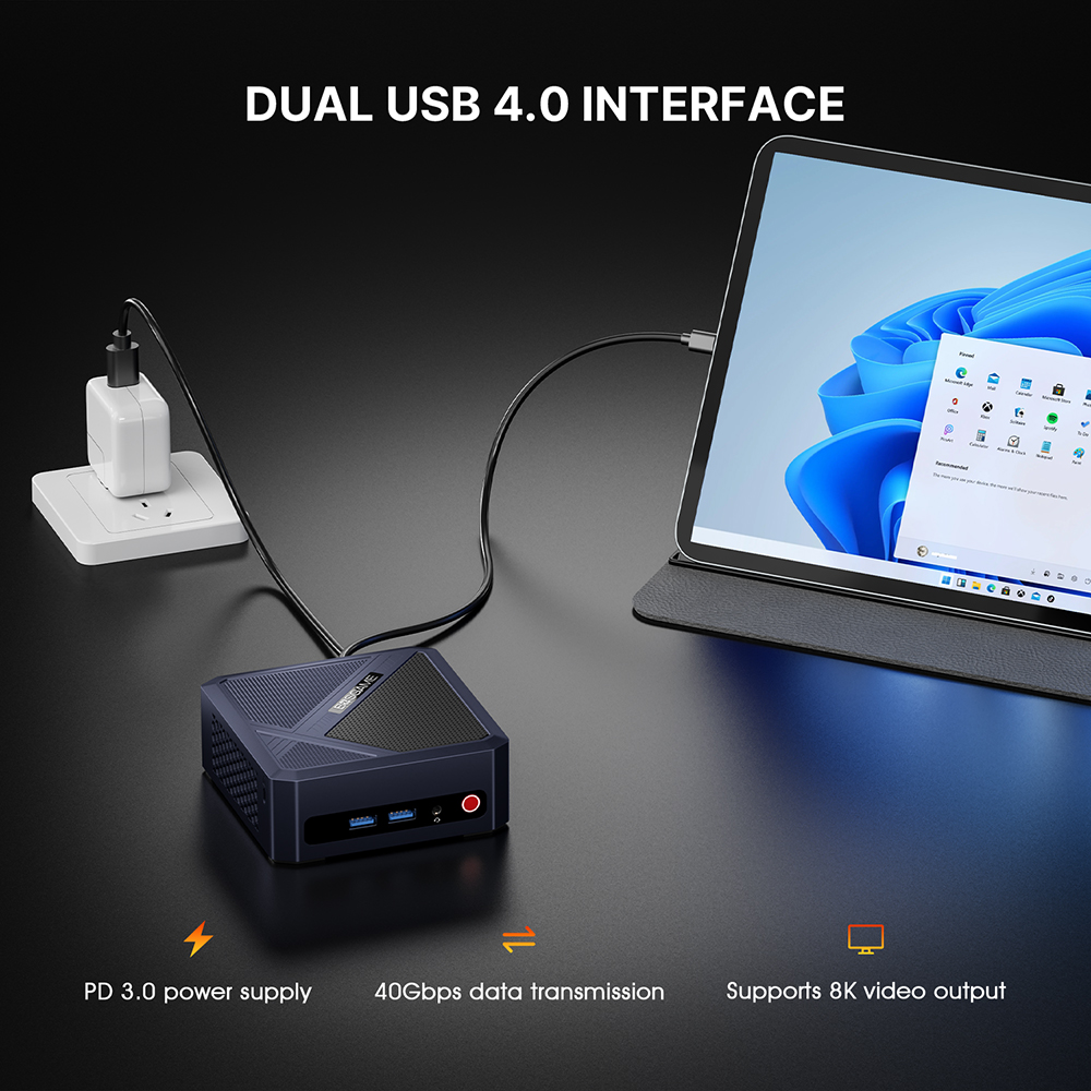 BOSGAME P5 Mini PC with AMD Ryzen 7 6800H 32GB DDR5 RAM 512GB NVMe SSD