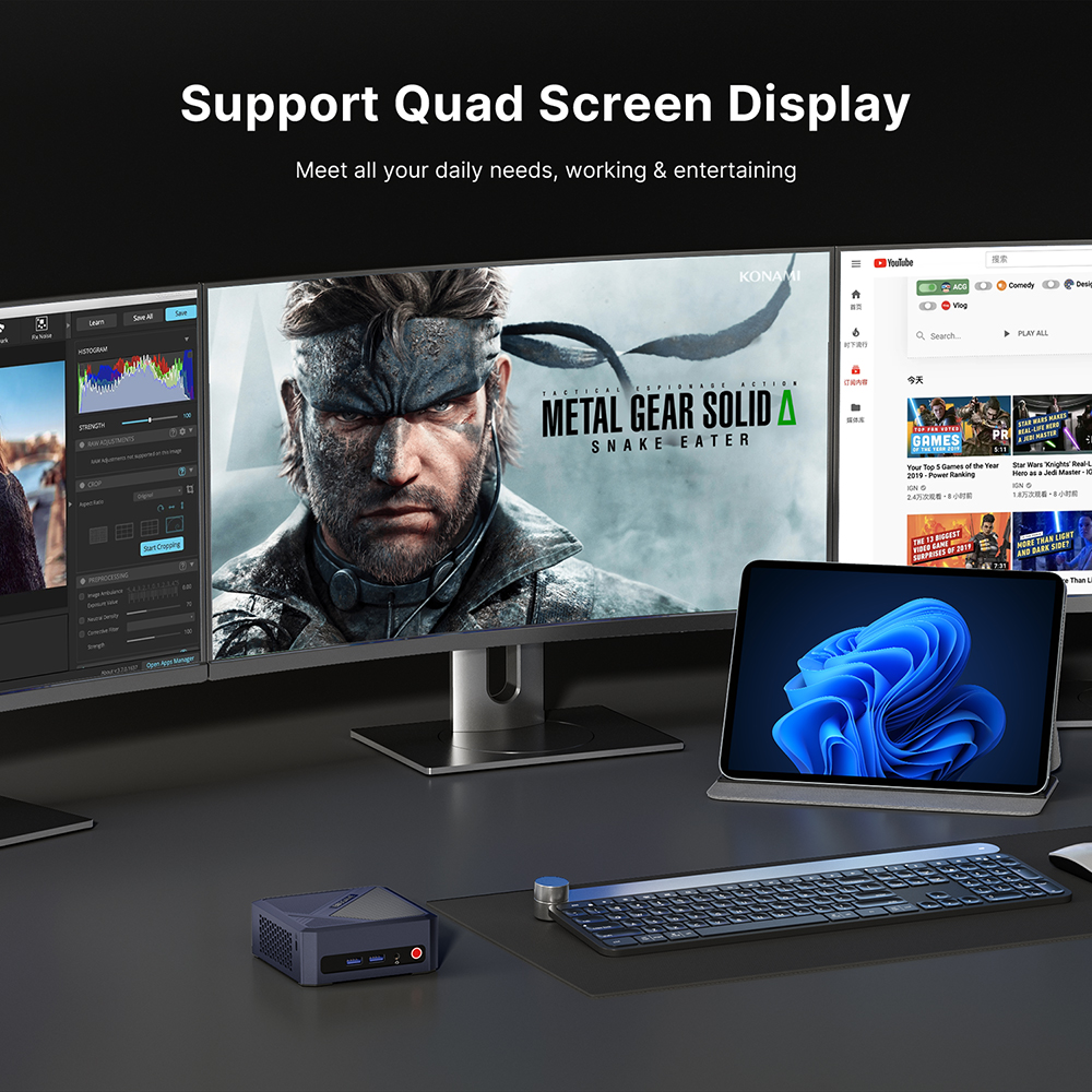 BOSGAME P5 Mini PC with AMD Ryzen 7 6800H 32GB DDR5 RAM 512GB NVMe SSD