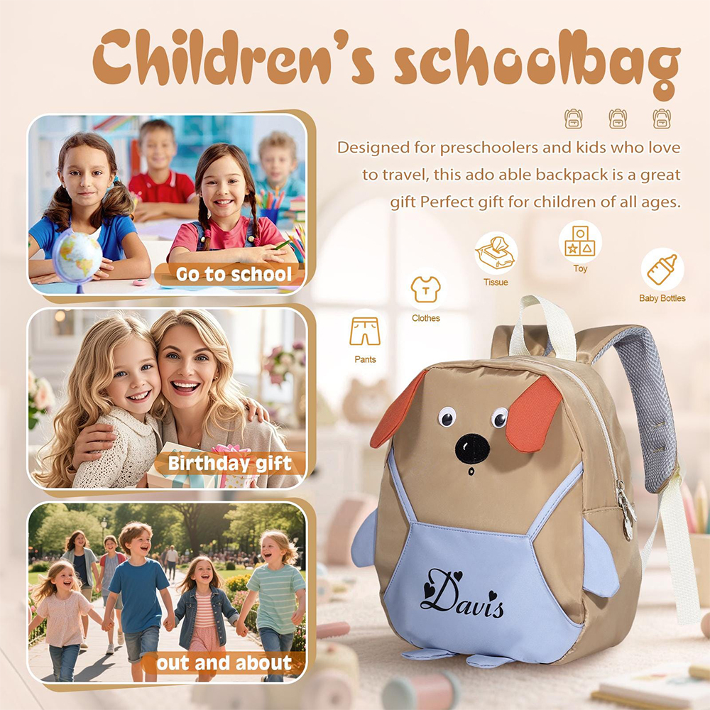 Personalized Cute Puppy Toddler Backpack