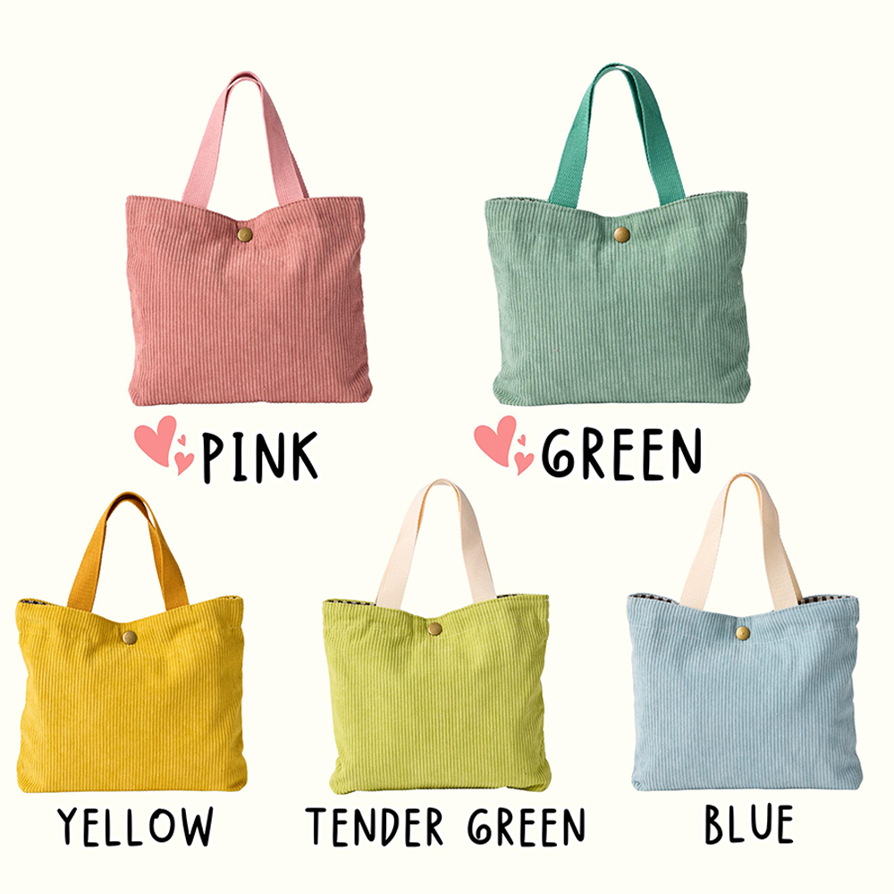 Personalized Hand Embroidery Lovely Corduroy Lunch & Bento Bag