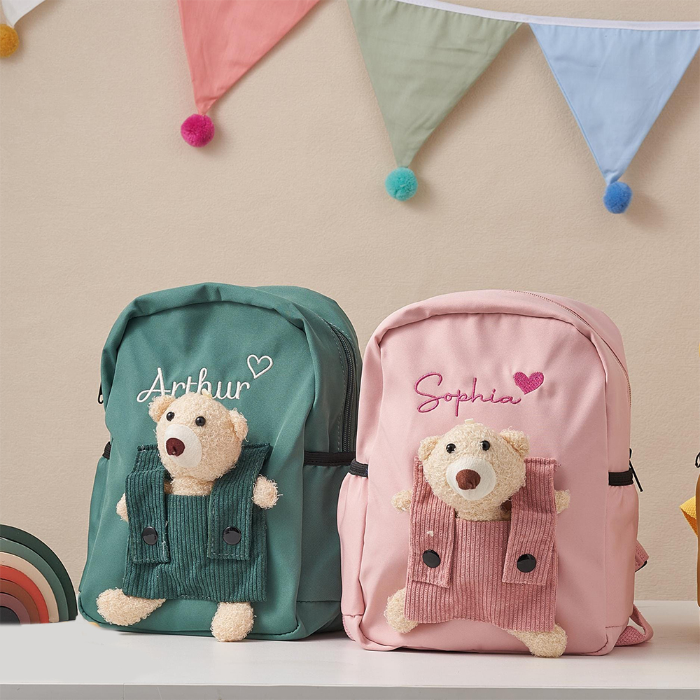 Personalized Embroidery Bear Back to School Backpack