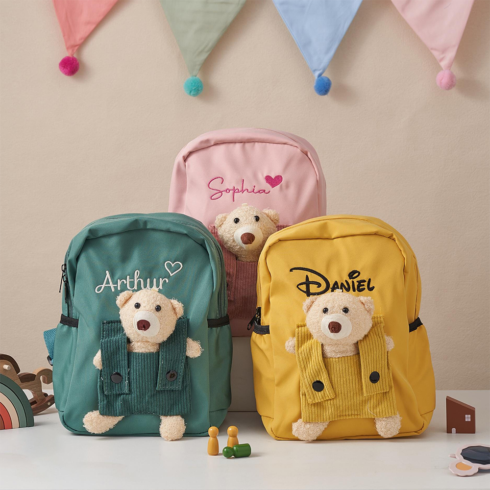 Personalized Embroidery Bear Back to School Backpack