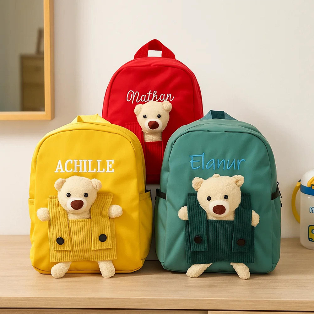Personalized Embroidery Bear Back to School Backpack