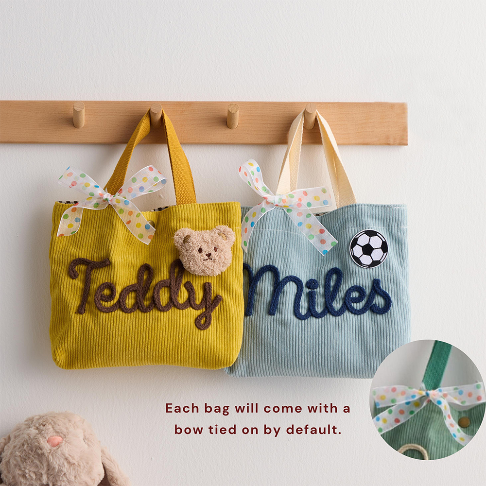 Personalized Hand Embroidery Lovely Corduroy Lunch & Bento Bag
