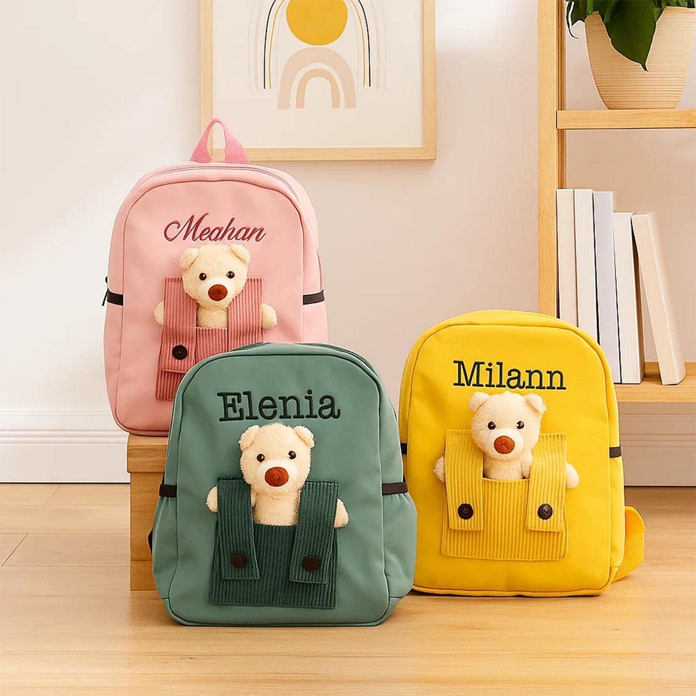 Personalized Embroidery Bear Back to School Backpack