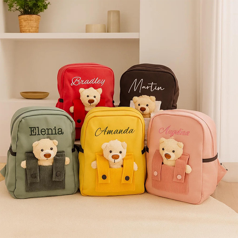 Personalized Embroidery Bear Back to School Backpack